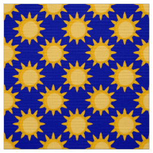 Tecido Desenho de padrão de sol brilhante em azul