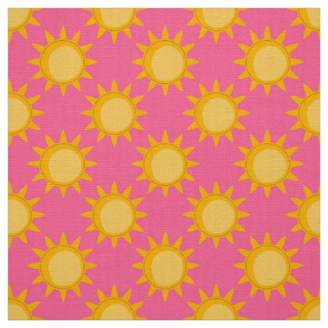 Tecido Desenho de padrão de sol brilhante em rosa (Modelo)