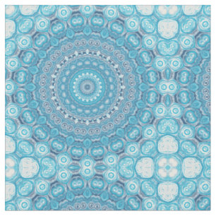 Tecido Desenho de Padrão Mandala Azul e Branco
