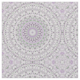 Tecido Desenho de Padrão Mandala Lavanda e Verde