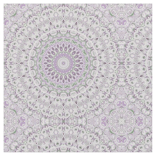 Tecido Desenho de Padrão Mandala Lavanda e Verde (Detalhe)