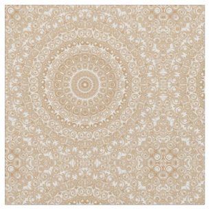 Tecido Desenho de Padrão Mandala Marrom Camelo