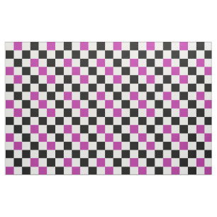 Tecido Desenho de padrão xadrez roxo preto e branco