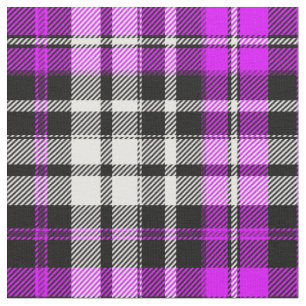 Tecido Desenho de padrão xadrez tartã preto roxo branco