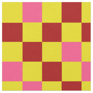 Tecido Desenho de padrão xadrez vermelho amarelo rosa