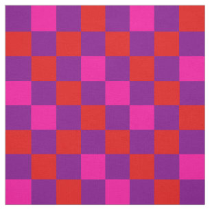 Tecido Desenho de padrão xadrez vermelho roxo rosa