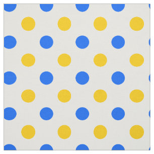 Tecido Desenho de Pontos Brancos Azul Amarelo