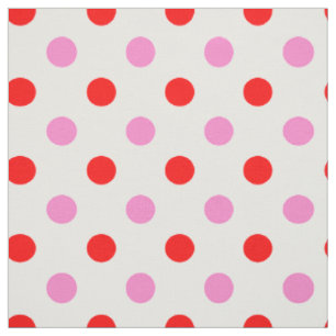 Tecido Desenho de Vermelho e Rosa em Fundo Branco com Bol