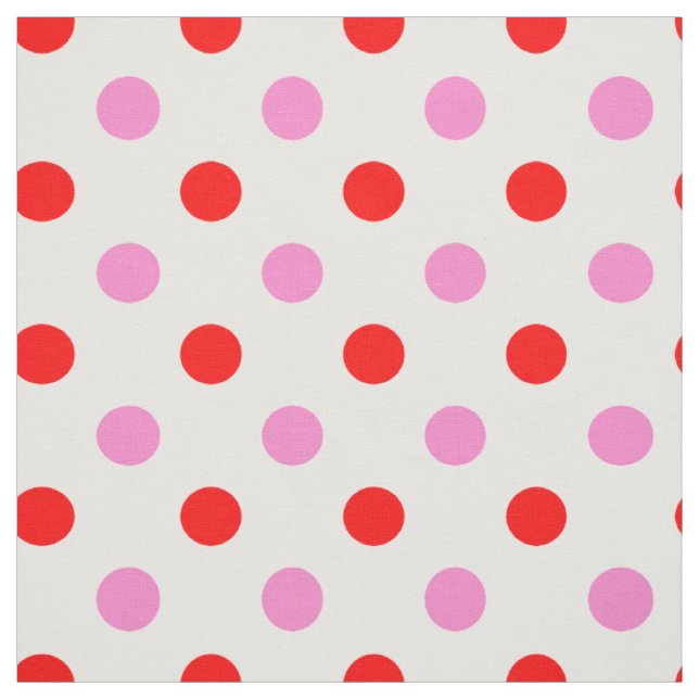 Tecido Desenho de Vermelho e Rosa em Fundo Branco com Bol (Modelo)