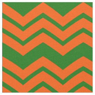 Tecido Desenho de ziguezague Chevron Verde Laranja