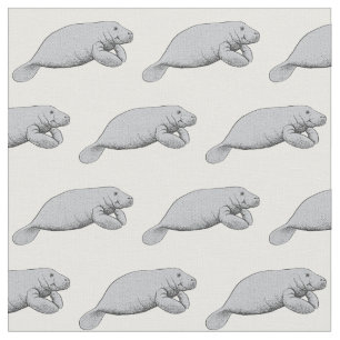 Tecido Desenho do Vintage Manatee