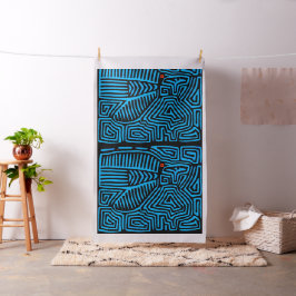 Tecido Desenho Mola de Pássaro Azul Kuna Indiano