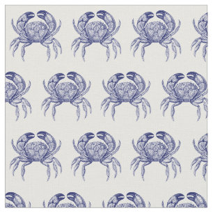 Tecido Desenho Vintage Blue Crab #1