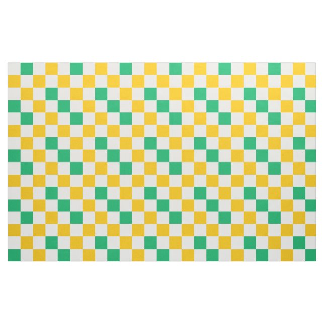 Tecido Desenho Xadrez Amarelo Branco Verde (Fat Quarter)