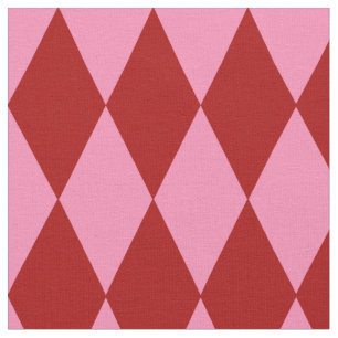 Tecido Desenho Xadrez Arlequim Rosa Vermelho