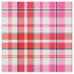 Tecido Desenho Xadrez Escocês Branco Vermelho Rosa