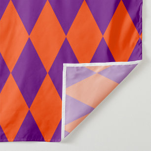 Tecido Desenho Xadrez Harlequim Laranja e Roxo