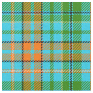 Tecido Desenho Xadrez Tartan Laranja Azul Verde