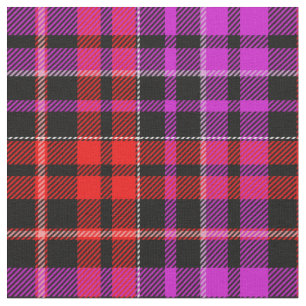 Tecido Desenho Xadrez Tartan Preto Vermelho Roxo