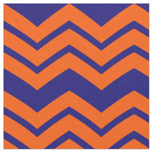 Tecido Desenho Ziguezague Chevron Azul Laranja