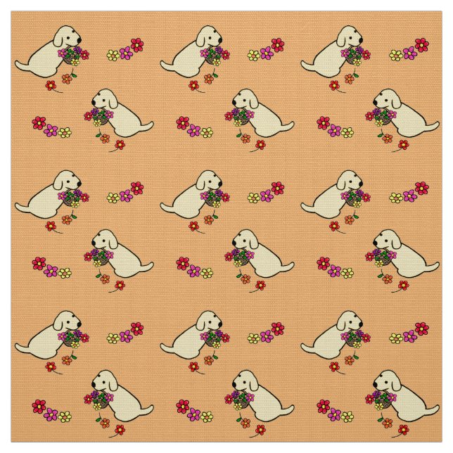 Tecido Desenhos animados amarelos da cesta da flor do (Modelo)