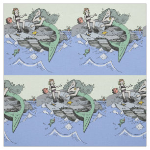 Tecido Desenhos animados do desenho da praia da sereia