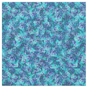 Tecido Design Abstrato Da Árvore Aqua Blue Jacaranda,