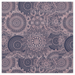 Tecido Design Azul de Coleção Mandala Dourada