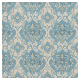 Tecido Design Azul e Amarelo da Era Vitoriana