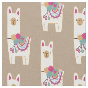 Tecido Design bonito dos lamas com fundo feito sob