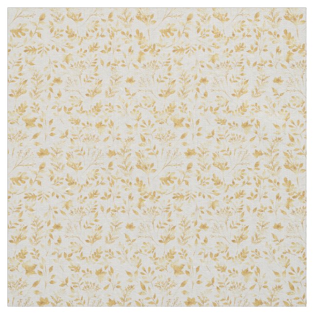 Tecido Design branco de folhagem Dourada Elegante (Modelo)