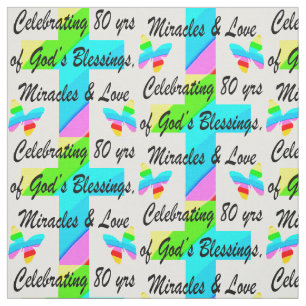 TECIDO DESIGN DE ANIVERSÁRIO DE 80 PERSONALIZADO RELIGIOS
