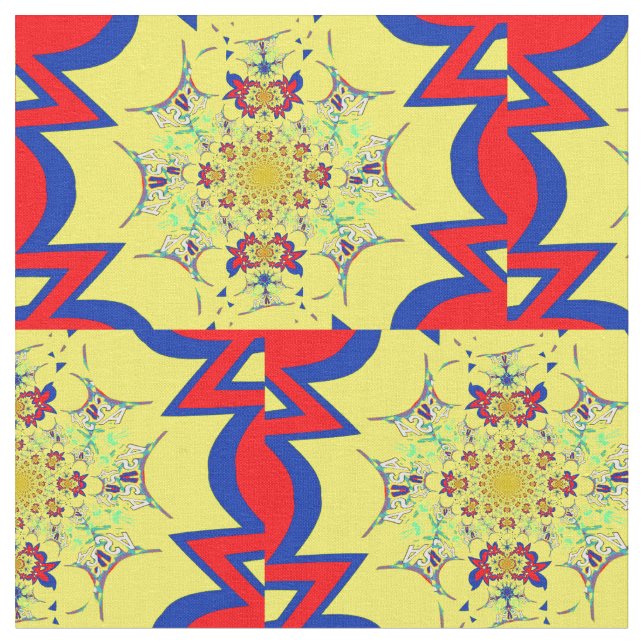 Tecido Design de Chocante Vermelho Belo Clássico Azul (Detalhe)