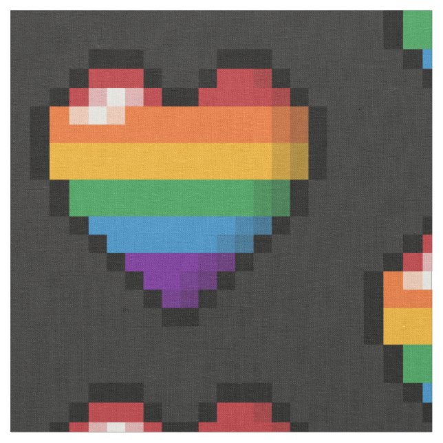 Tecido Design de Coração de Pixel Grande no Sinalizador A (Detalhe)