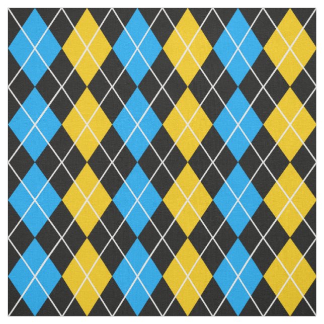 Tecido Design de Diamante de Argyle Preto Amarelo (Modelo)