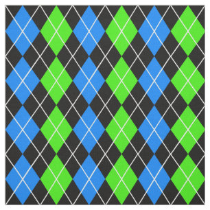 Tecido Design de Diamante de Argyle Preto Verde Azul