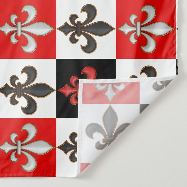 Tecido Design de Fleur-de-lis, branco-preto-vermelho (Criador carregado)