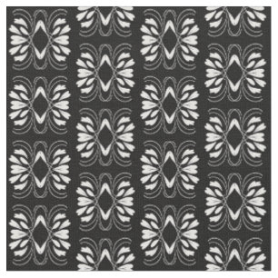 Tecido Design de Flores Branca e Preto Escandinavo