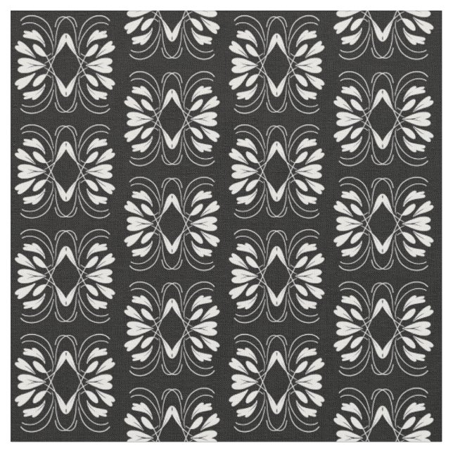 Tecido Design de Flores Branca e Preto Escandinavo (Detalhe)