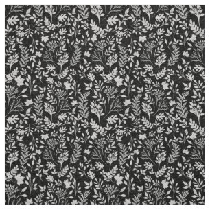 Tecido Design de Folhagem Negra de Folhagem Silver Elegan
