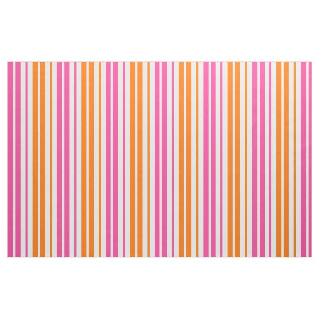 Tecido Design de Listras Verticais Brancas Rosa Laranja   (Fat Quarter)