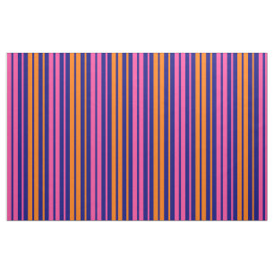 Tecido Design de Listras Verticais Laranja Azul Rosa  