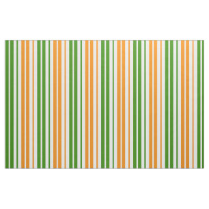 Tecido Design de Listras Verticais Laranja Branco Verde  