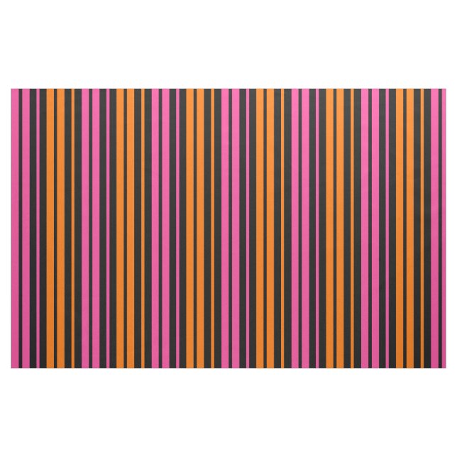 Tecido Design de Listras Verticais Laranja Preto Rosa   (Fat Quarter)