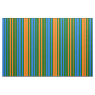 Tecido Design de Listras Verticais Laranja Verde Azul