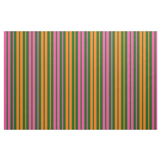 Tecido Design de Listras Verticais Laranja Verde Rosa   (Fat Quarter)