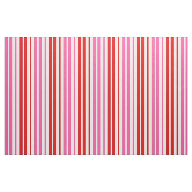 Tecido Design de Listras Verticais Rosa Branco Vermelho (Fat Quarter)