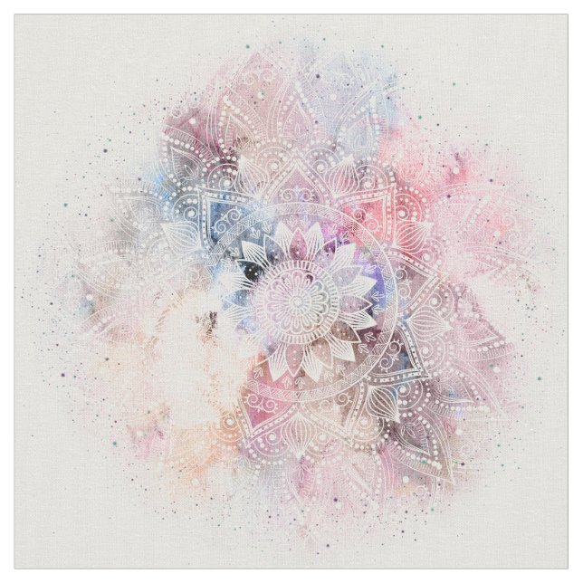 Tecido Design de mandala branco de cor branca (Detalhe)