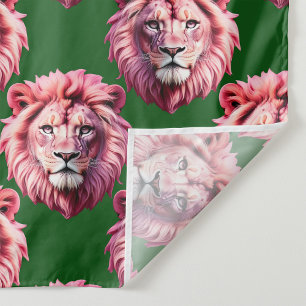 Tecido Design de padrão de animal com cabeça de leão rosa