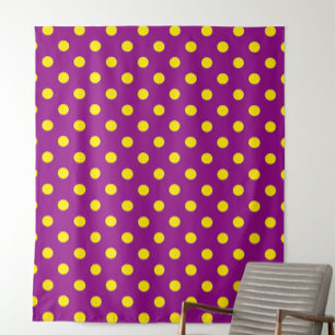 Tecido Design de Padrão de Bolinhas Amarelo em Roxo